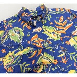 Ralph Lauren Men’s 2XL Hawaiian Button Down Blue Tropical Surfer Luau Vacation